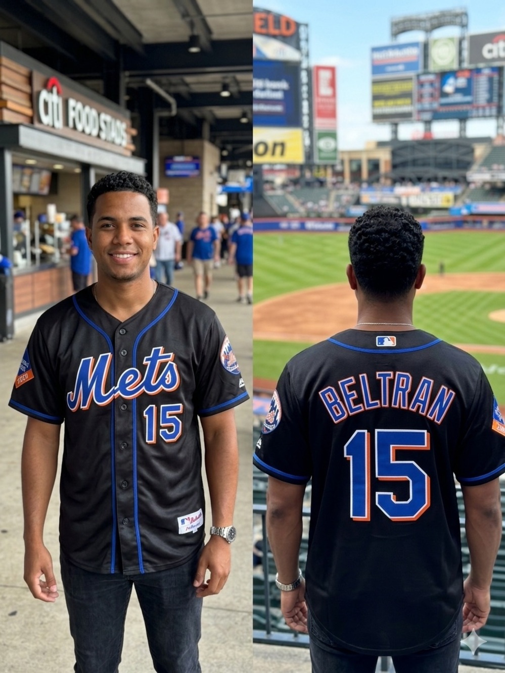 VTG New York Mets Carlos Beltran Majestic Authentic Black Jersey Size 52 2009